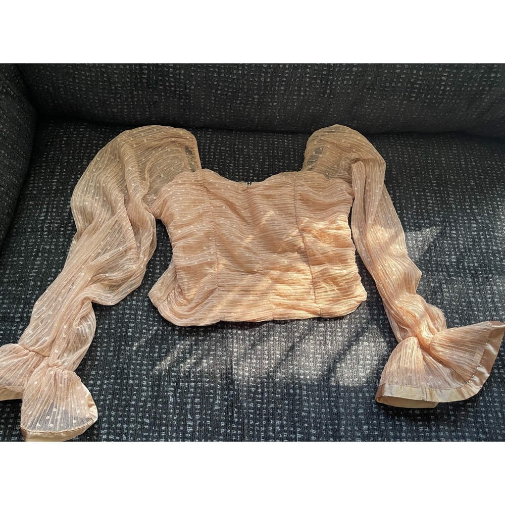 Long sleeve nude crop top